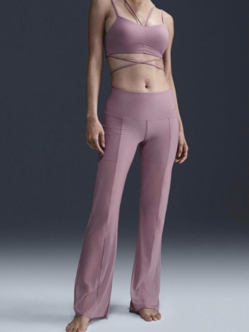 Nike Mauve Wide-Leg Satin Track Pants